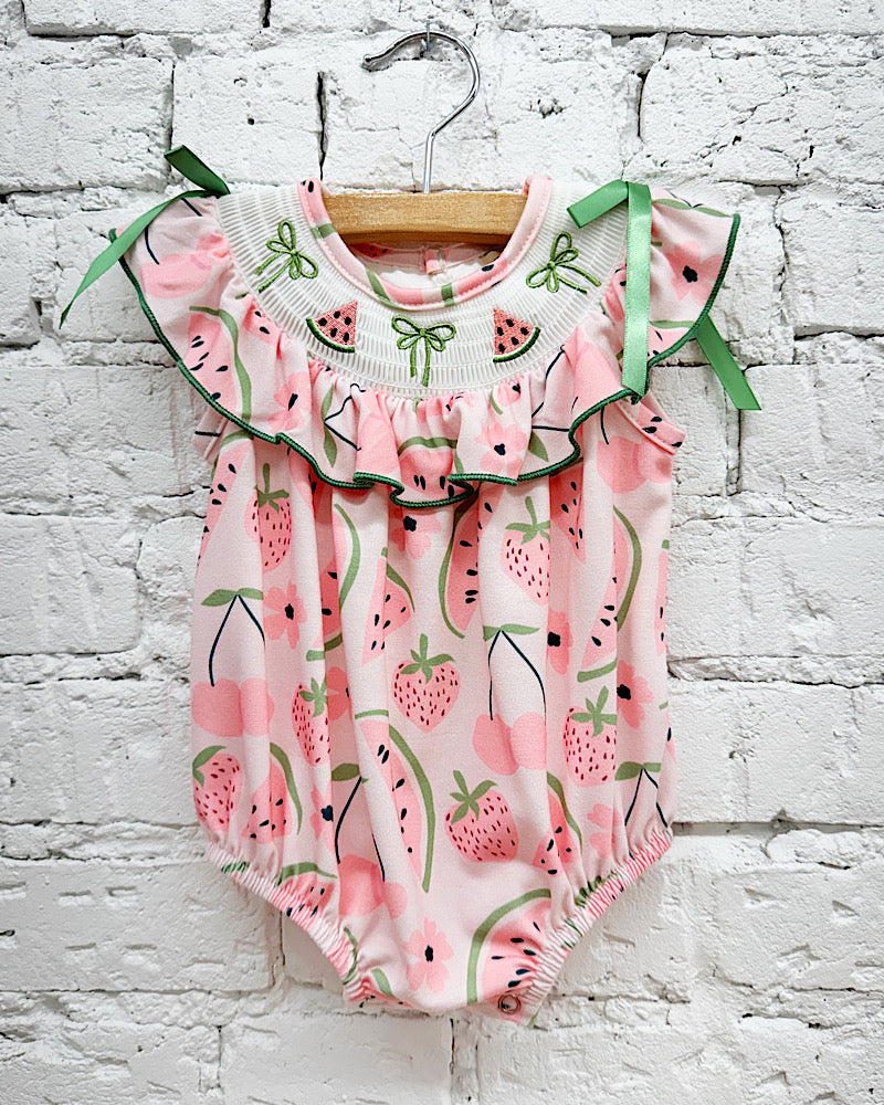 Watermelon Splash Smocked Onesie