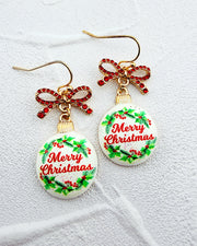 Merry Christmas Ornament Earrings
