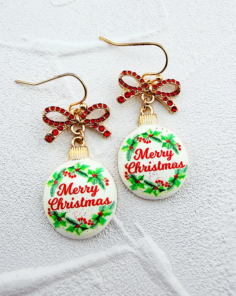 Merry Christmas Ornament Earrings