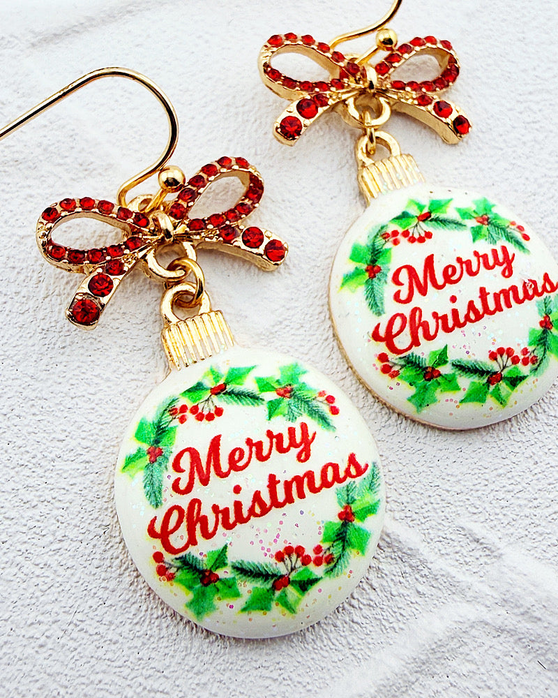 Merry Christmas Ornament Earrings