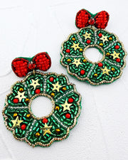 Season's Greetings Wreath Earrings