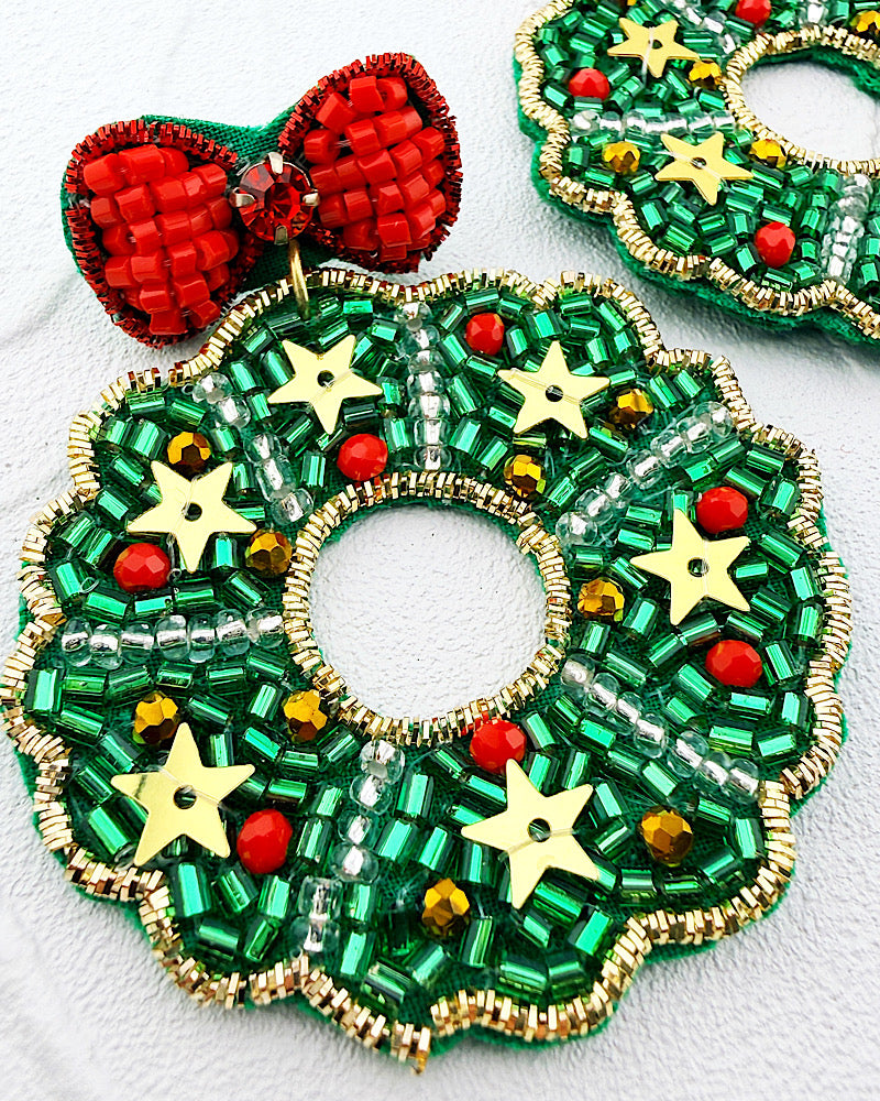 Season's Greetings Wreath Earrings