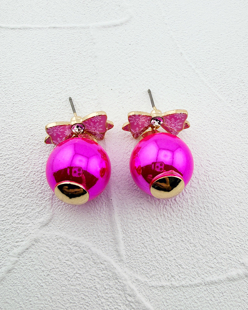 It's A Pink Christmas Earrings