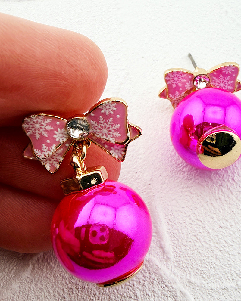 It's A Pink Christmas Earrings