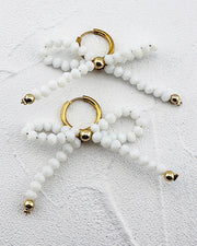 Lila White Bow Hugger Hoops
