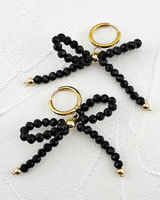 Lila Black Bow Hugger Hoops