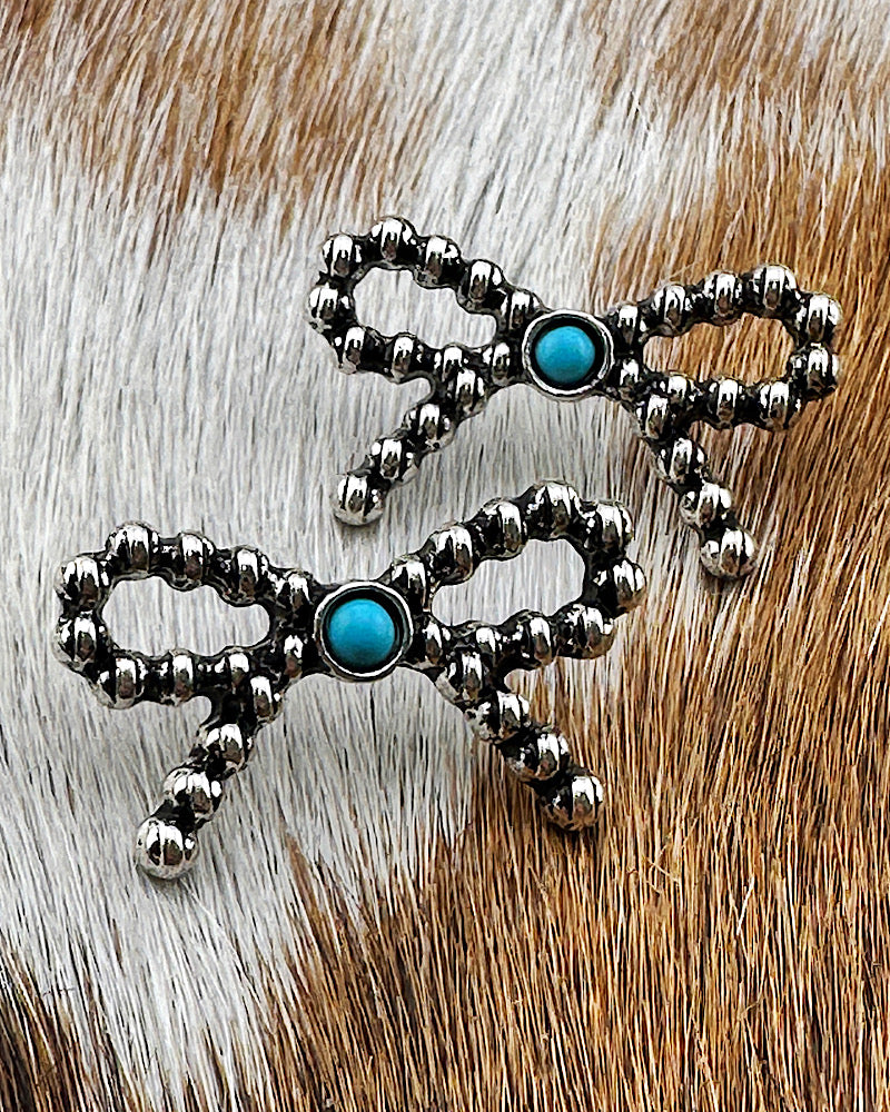 Carly Turquoise Big Bow Studs