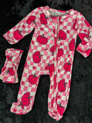 Pinky Pumpkin Sleeper Set