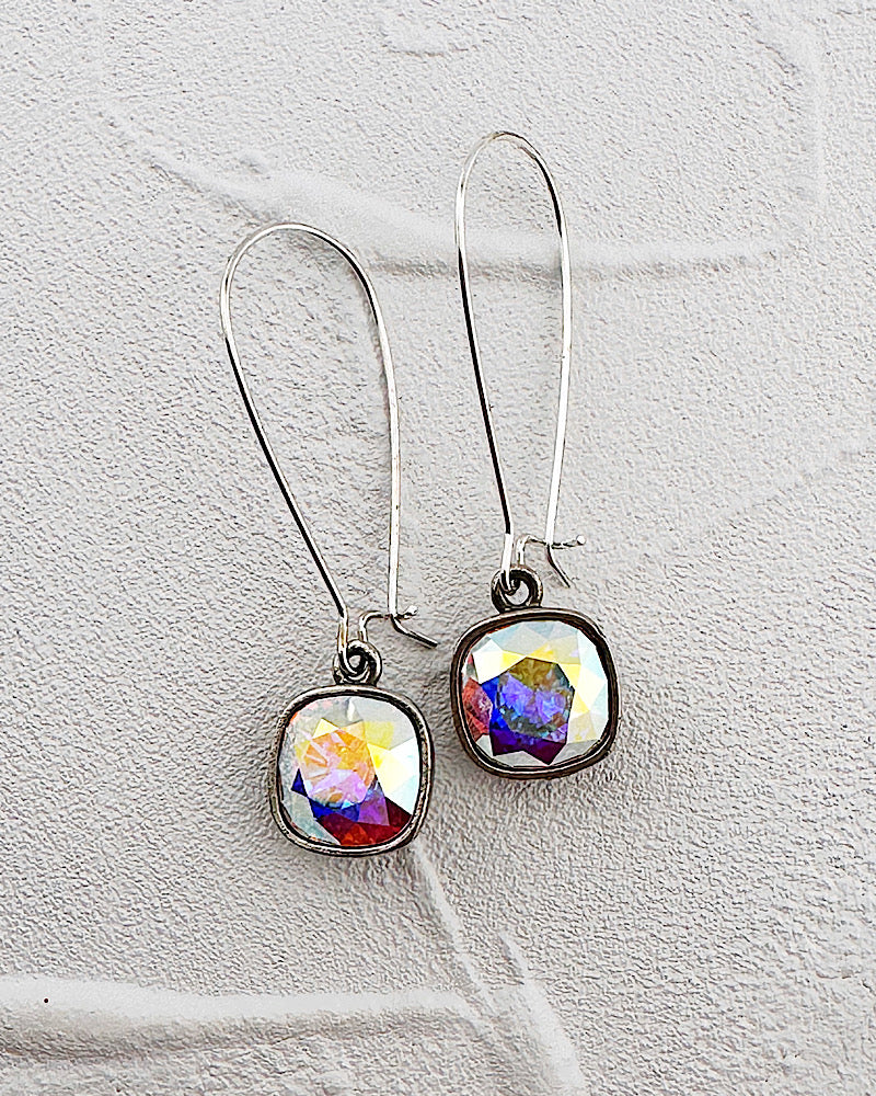 Kamille Silver/AB Drop Earrings