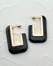 Modern Edge Black Earrings