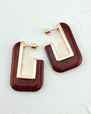 Modern Edge Maroon Earrings