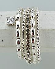 First Class Silver 5pc Bracelet Stack