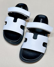 Bianca White & Black Adjustable Sandals