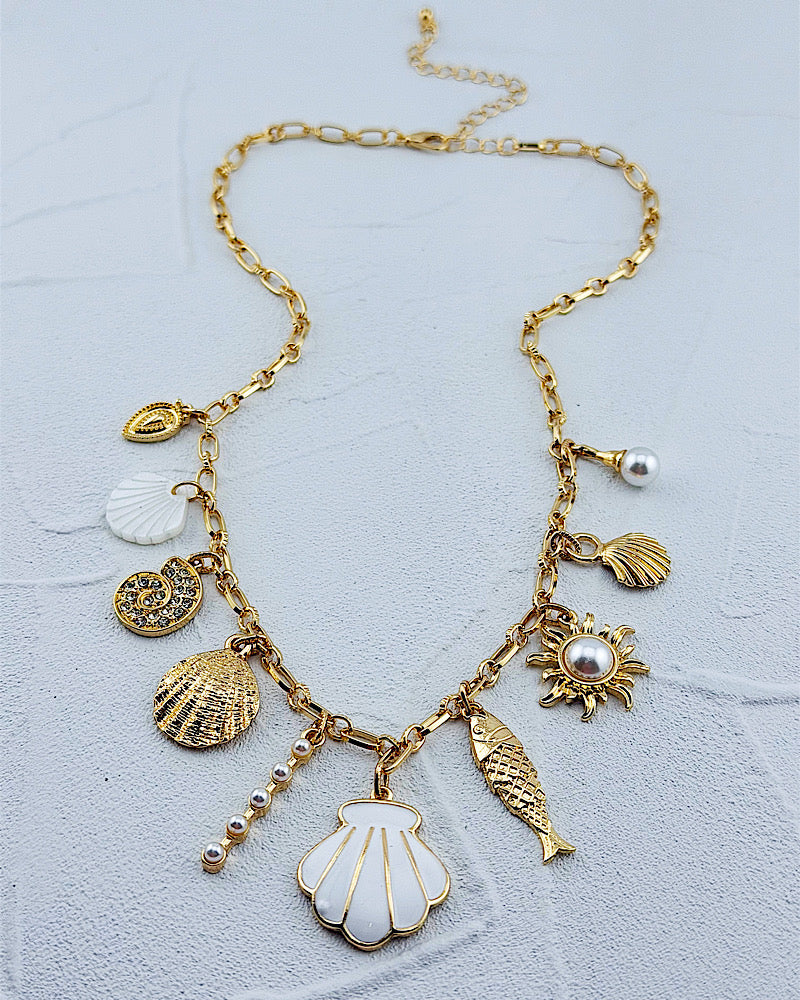 Saltwater Shimmer Charm Necklace