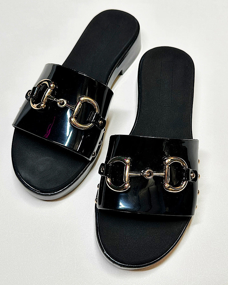 Anabel Black Jelly Slides