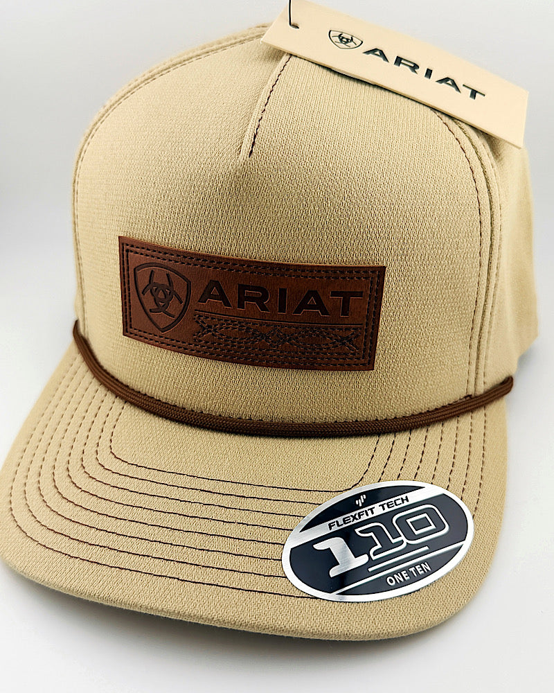 Ariat Khaki Leather Patch Cap