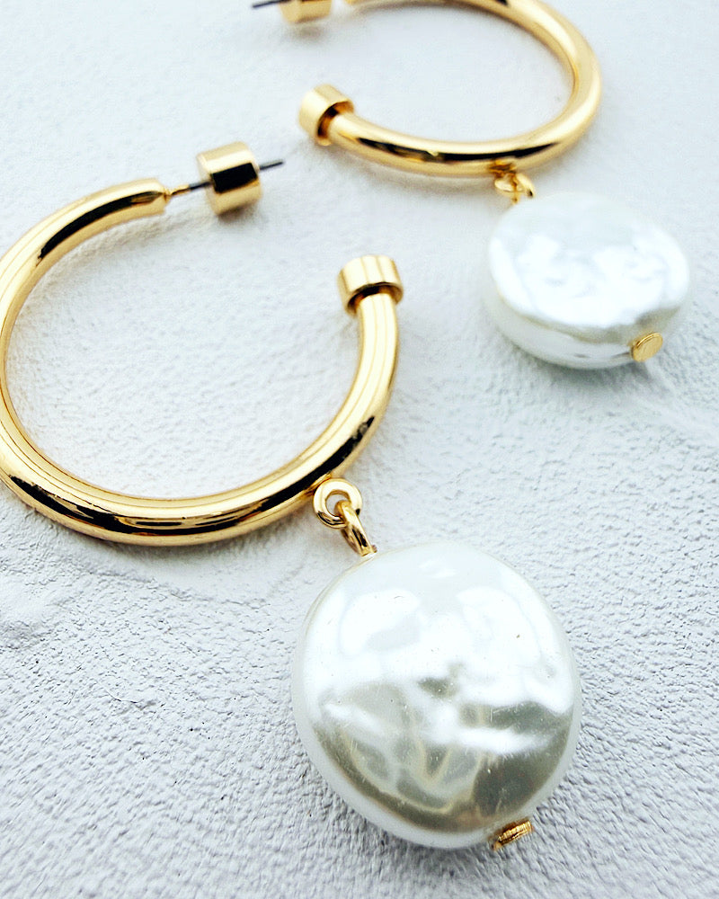 Grace Pearl Hoops