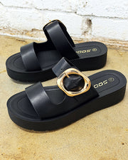 Harly Black Platform Slides