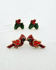 Regal Red Bird Earring Duo