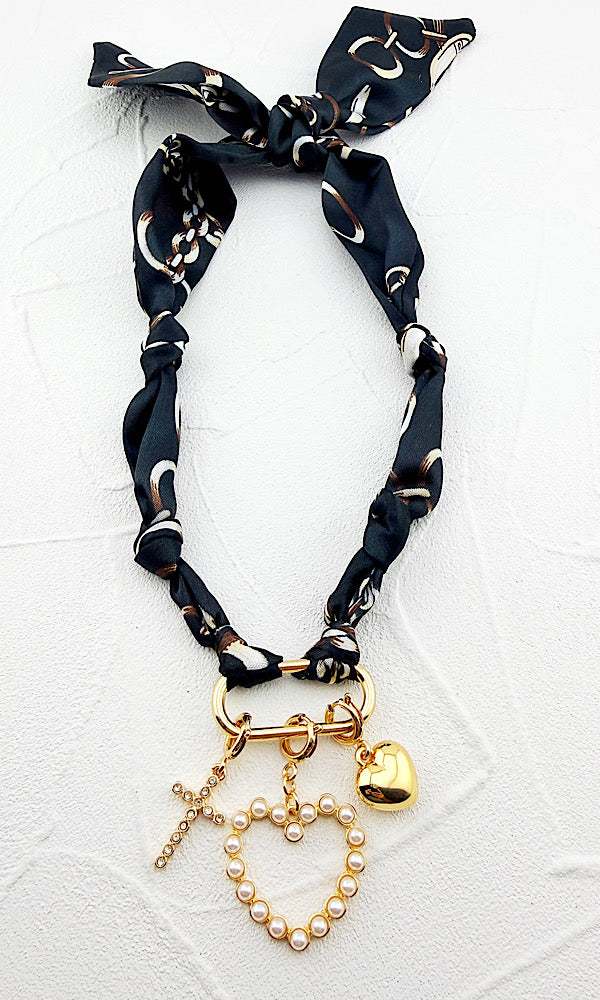 Collins Black Scarf Necklace