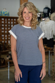 Sunny Stripes Navy Top