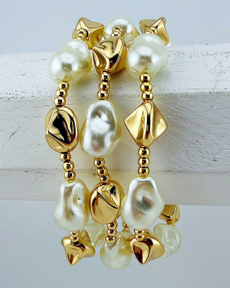 Moonlit Pearl Bracelet Trio