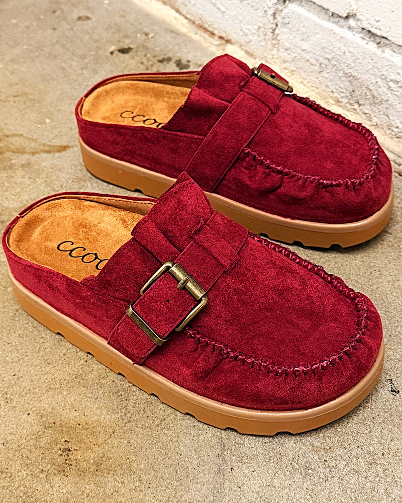 Ella Wine Ruffled Mule