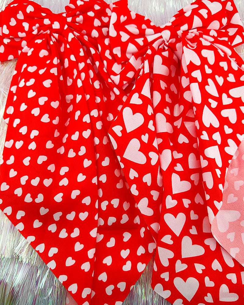 Red Hearts French Bow