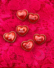 Red Conversation Heart Studs