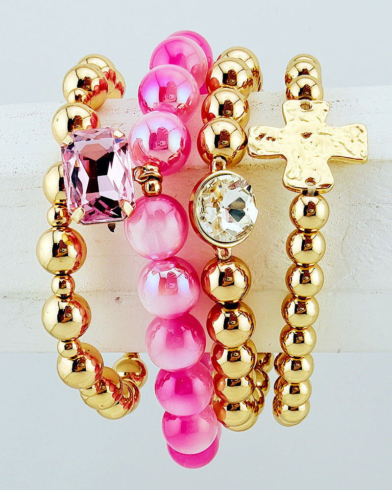 Arm Candy Pink 4pc Bracelet