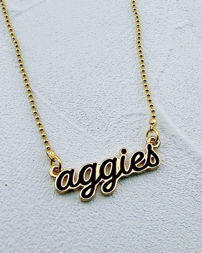 Aggies Script Necklace
