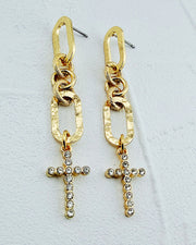 Brass Attitude Cross Earrings