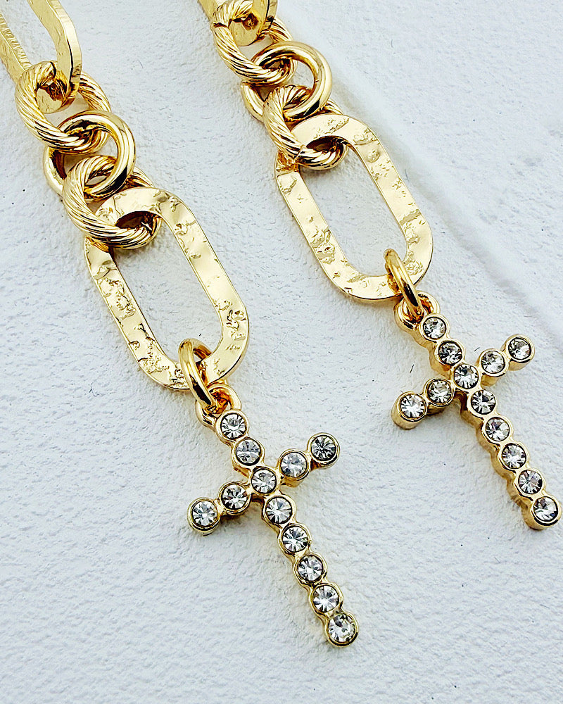 Brass Attitude Cross Earrings