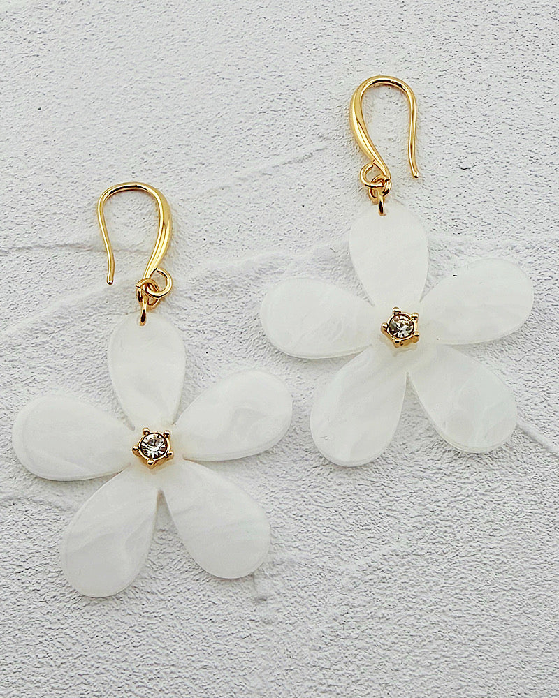 Petal Party White Earrings