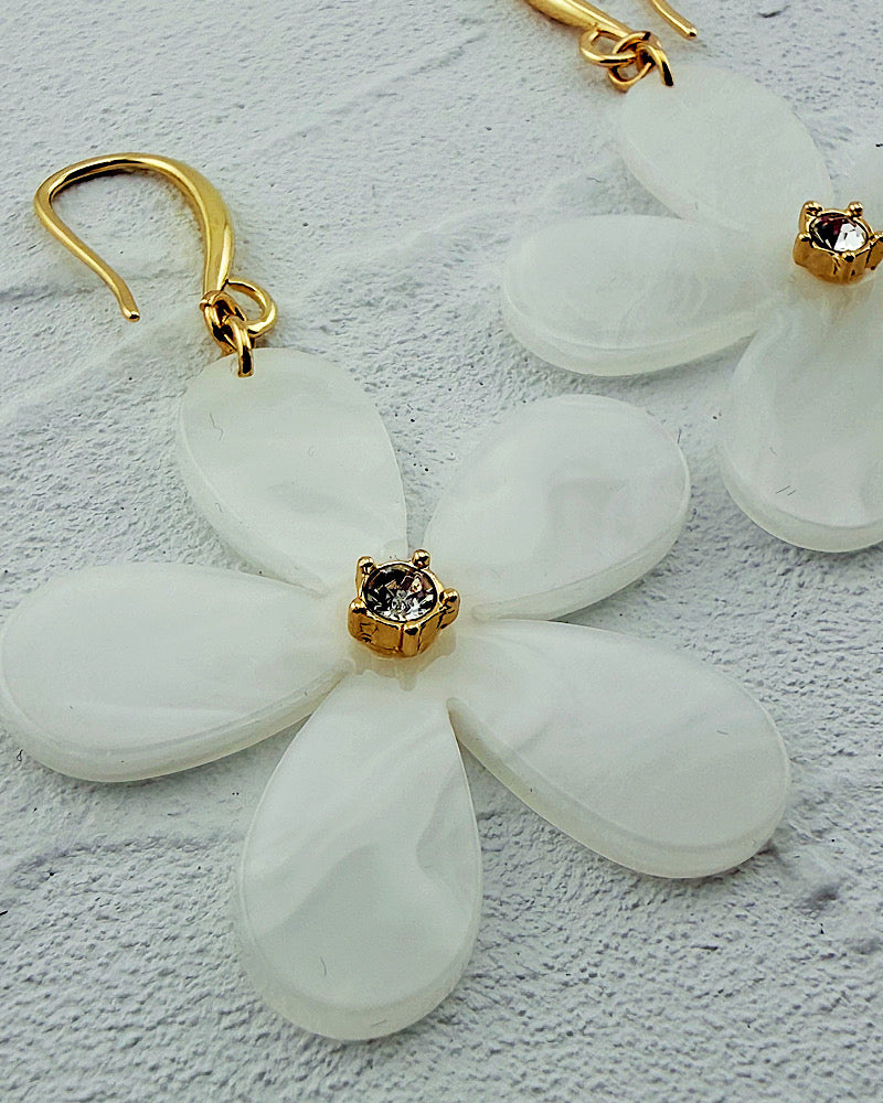 Petal Party White Earrings