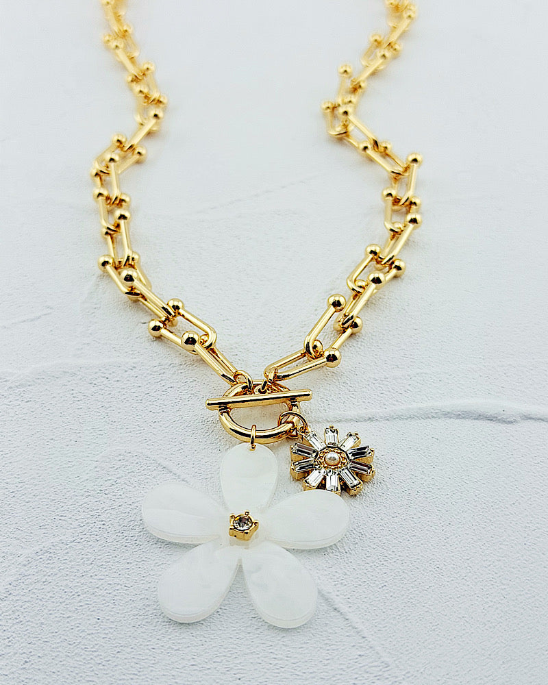 Petal Party White Necklace