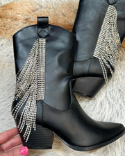 Vikki Rhinestone Fringe Booties