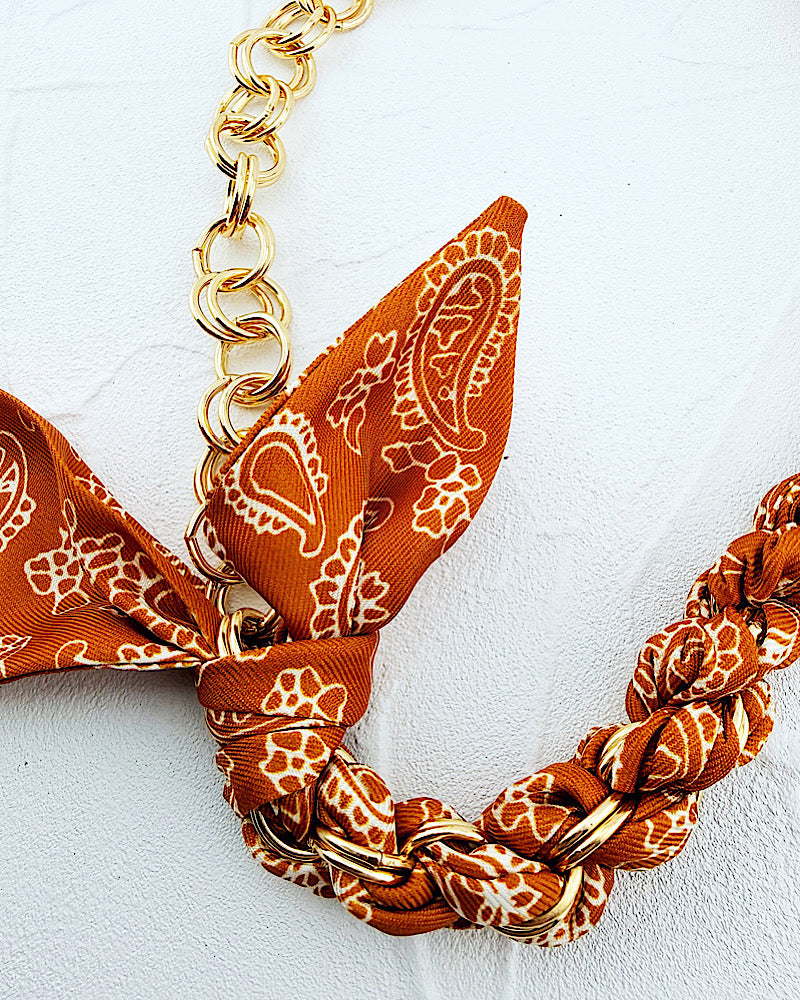 Burnt Orange Scarf Necklace
