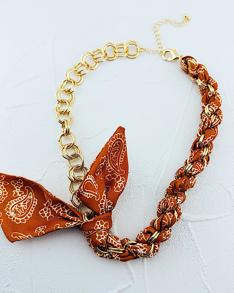 Burnt Orange Scarf Necklace