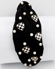 Checkered Heart Headband