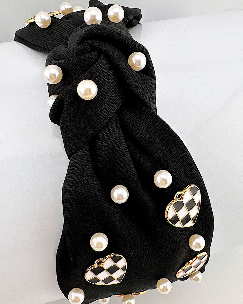 Checkered Heart Headband