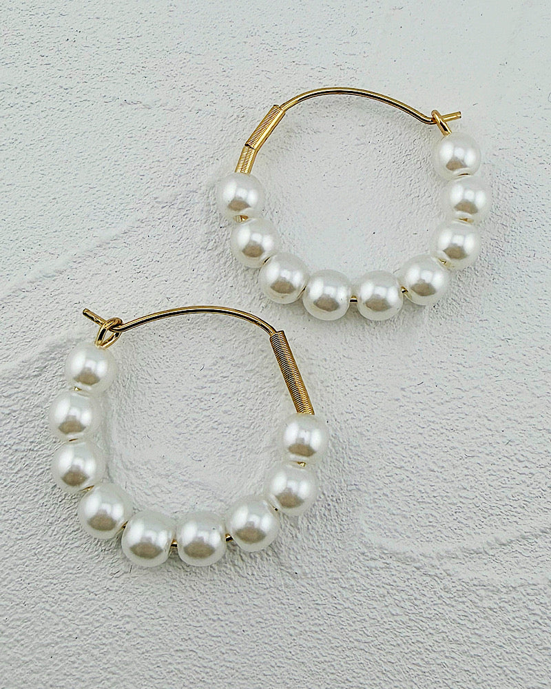 Simply Pearl Hoops