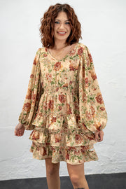 Golden Garden Ruffle Dress