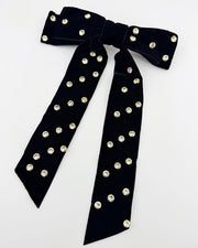 Black Jeweled Bow Hair Clip