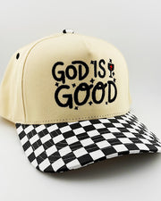 God Is Good Check Trucker Hat