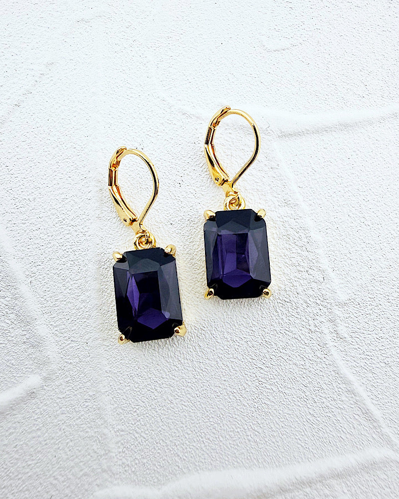 Mini Brittany Dark Amethyst Earrings