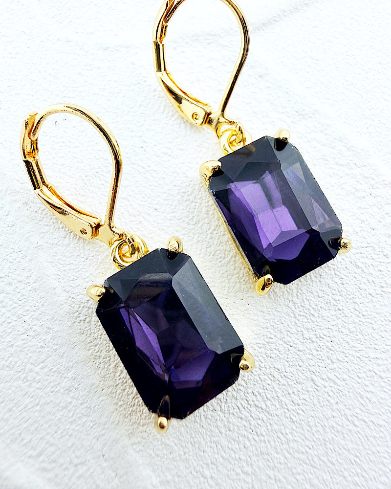 Mini Brittany Dark Amethyst Earrings