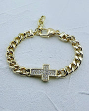 Rhinestone Riot Cross Bracelet