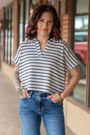 Retro Crush Denim Blue Polo Tee