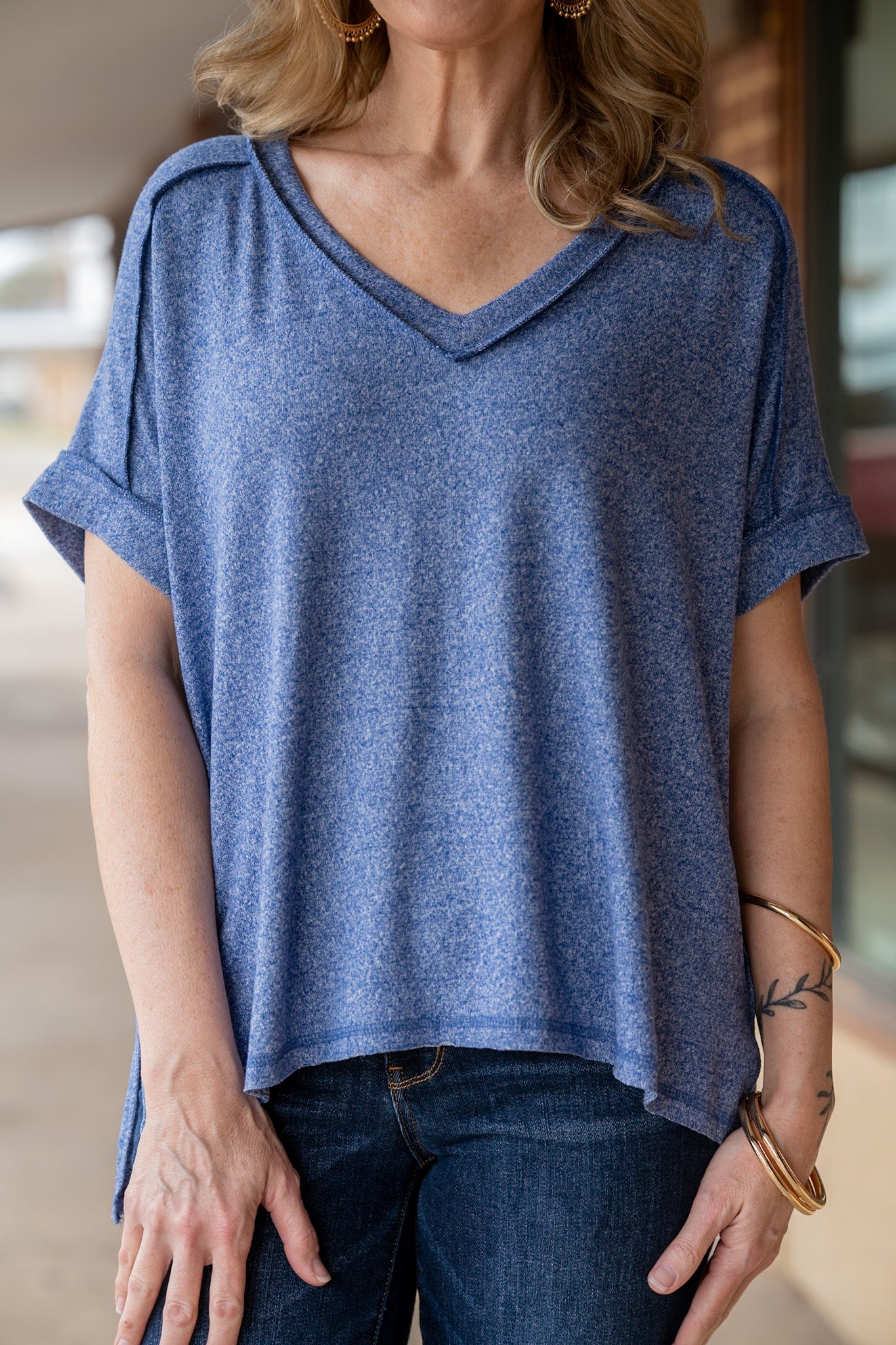 Must Have Navy Hacci V-Neck